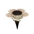 Transluzentes, blumenförmiges solar gartenlicht solar blume 12led 15cm mit schwarzem zentrum und warmweißen led linien