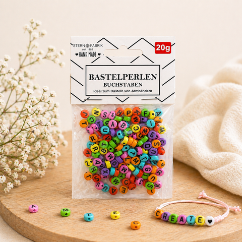 Bastelperlen buchstaben 20g bunte alphabetperlen aus kunststoff für kreatives basteln verpackt