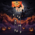 Halloween schädel-kette 150 cm mit weißen schädelanhängern und silbernen gliedern für dekoration