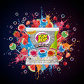Ein buntes paket pin pop sensations doppelkaugummizentrum lollipops mit glänzendem rot blau und grün zu 180g