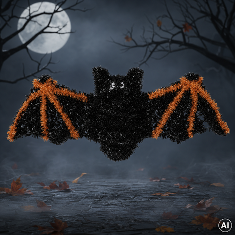 Lametta-Fledermaus mit Wackelaugen