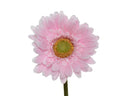 Künstliche gerbera rosa 50cm mit zarten rosa kunstblüten und goldgelbem strukturiertem mittelstück auf grünem stiel