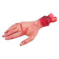 Realistische blutige hand plastikhand prop in blassrosa mit detaillierten blutspritzern und abgetrenntem handgelenk