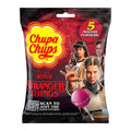 Rote und schwarze chupa chups tasche mit stranger things charakteren und glänzendem finish, 120g packung
