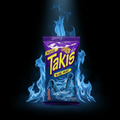 Takis blue heat 90g snackbeutel mit lila und blauem design und feurigem muster