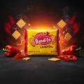 Ein lebhaft gelb und rot verpacktes bandito paprika cracker produkt mit einem auffälligen logo und crackersbildern 180g
