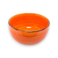Vibrante orange keramikschale schale 14 cm mit strukturierter gerippter außenfläche und rustikalem braunem rand