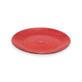 Vibranter roter teller 19cm aus keramik mit konzentrischen kreisförmigen rindern