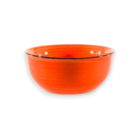 Vibrante orange keramikschale schale 12cm mit dunkelbraunem rand ideal für den täglichen gebrauch