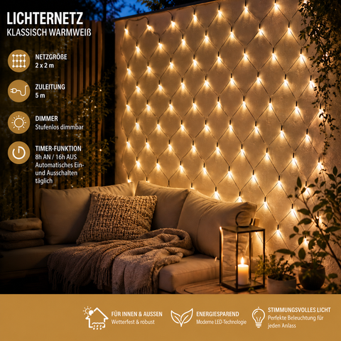 Lichterketten Netz 240L 200X200cm klassisch Warmweiß