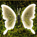 Led schmetterling warmweiß 60cm wanddekoration mit weißen durchscheinenden flügeln und glänzendem schwarzem körper