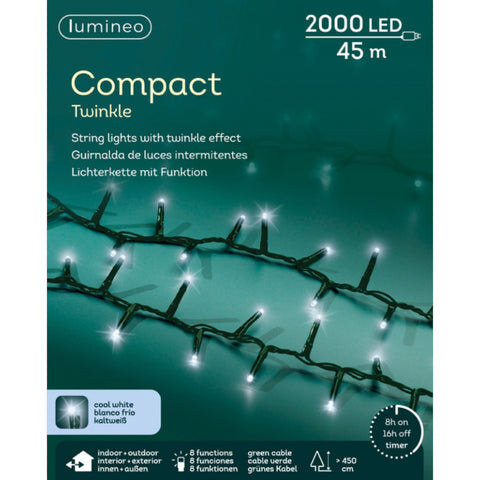 2000LED-Kette Compact Twin kaltw/gr - 45m -