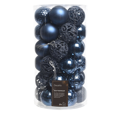 Kugeln polystyren glanz, matt, Glitter mix nachtblau 6cm