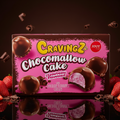 Pink rechteckige box cravingz chocomallow cake erdbeer 150g mit schokoladenüberzug und erdbeergeschmack