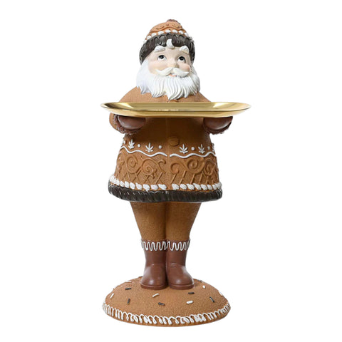 Weihnachtsmann polyresin im Lebkuschen Design