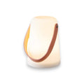 Led-laterne outdoor portable cream-colored softly glowing lamp with brown leather strap for outdoor use