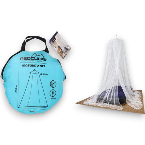 Hellblauer runder tragebeutel mit schwarzen griffen für redcliffs moskitonetz 1000x250cm outdoor gear