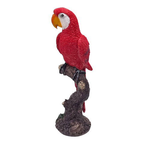 Gartenfigur Papagei auf Baumstamm