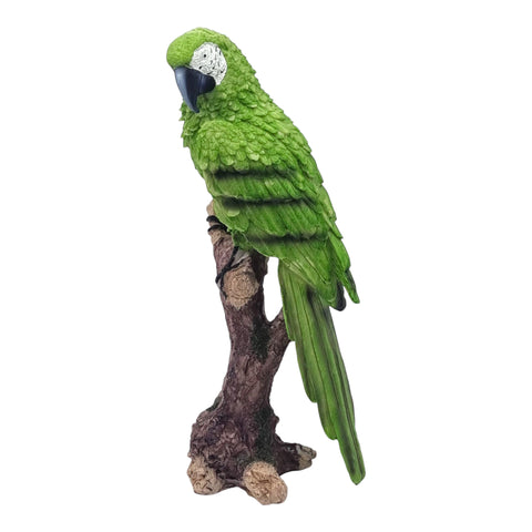 Gartenfigur Papagei auf Baumstamm