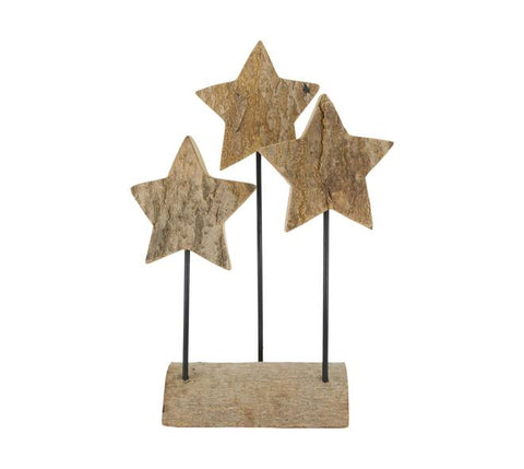 Dekofigur Stern aus Paulownia-Rindenholz 28x10x38cm natur