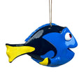 Blau gelber dory 3d anhänger fischornament mit glänzender oberfläche aus kunststoff