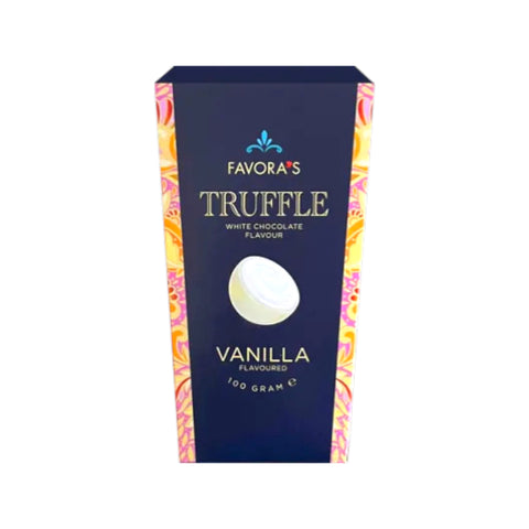 Favoras truffle vanillia creme 100g weiße schokoladen-trüffel mit vanillegeschmack in einer verzierten gold und rosa box