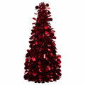 Baum lametta 46cm rot glänzender burgunderfarbener metallischer weihnachtsbaum mit reflektierenden blattförmigen ornamente