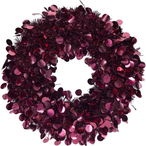 Kranz Lametta 46 cm Bordeaux