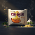 Samyang tangle knoblauchöl pasta in weißer verpackung mit orangefarbener schüssel und dampf, 100g product