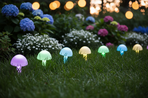 Solar-Pilze 12 softbunte LED