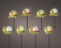 Bunte lumimeo solar gartenstecker in schildkröten und schneckenform mit warmweißem licht und durchscheinenden farbigen kunststoffschalen