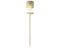Beige solar-gartenfackel mit filament-led und dekorativer perforierter metallspitze samt klarem glasgehäuse
