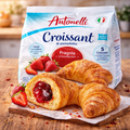 Antonelli croissants gefüllt 225-250 g mit goldbraunem blätterteig und roter marmeladenfüllung in verpackung