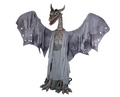 Animatronischer drache 187 cm in grau mit texturierter schuppenhaut und ausgebreiteten flügeln