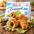 Antonelli croissants gefüllt 225-250 g mit weiß-blauem design und pistaziencreme und dunkler schokoladefüllung