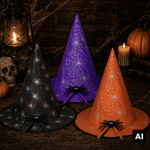 Hexenhut orange/lila/schwarz