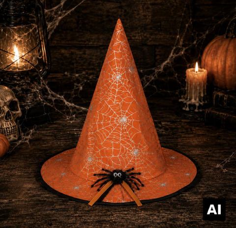 Hexenhut orange/lila/schwarz