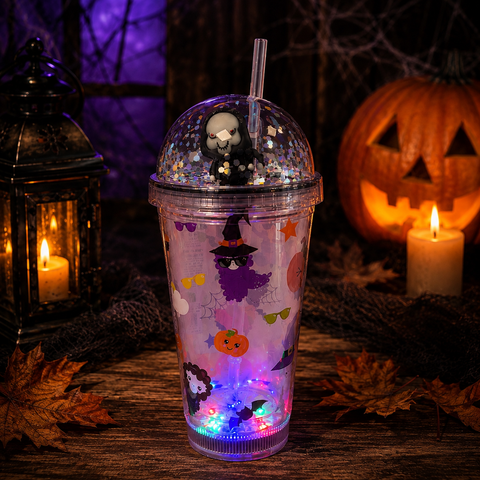 LED-Trinkbecher mit Strohhalm
