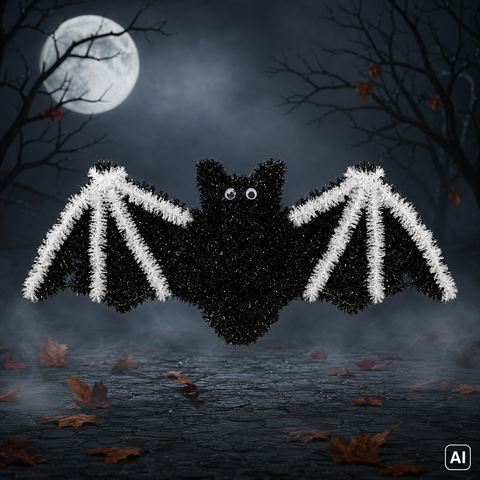 Lametta-Fledermaus mit Wackelaugen