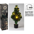 Weihnachtsbaum 45 cm grüner faseroptikbaum mit warmweißen led-lichtern batteriebetrieben in schwarzem topf
