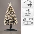 Weißer und schwarzer künstlicher weihnachtsbaum 90 cm mit led-lichtern und sternspitze leuchtend