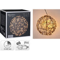 Sphärische dekorative lampe ball mit led schwarz 18 cm aus geflochtenem draht mit warmweißer beleuchtung