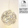 Silberner kugel pendelleuchte 15 cm mit eingebetteten warmweißen led lichtern