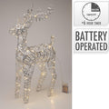 Silberner rentier drahtgitter mit eingebetteten warmweißen led-lichtern 60 cm hoch zur dekoration