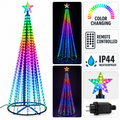Digitaler rgb weihnachtsbaum 210 cm mit 550 farbwechselnden led, stern als topper und ip44 wetterfest