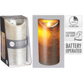 Ledkerze silber 7,5x15cm mit flackernder led-flamme und strukturierter, transluzenter wachseroberfläche