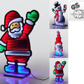 Spiegelfigur led 45 cm santa claus dekoleuchte mit rot-grünen led-lichtern und schwarzer umrandung