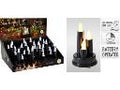 Led-kerze mit drei schwarzen kerzen und minimalistischem design aus schwarzem leder mit goldfarbener hardware