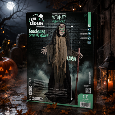 Animatronic "Skelett-Sensenmann" 158cm