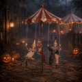 Animiert karussell mit 3 clowns 220 cm spukiges rot weiß gestreiftes karussell mit drei gruseligen clownfiguren unter zelt
